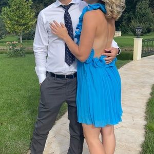 AMUR size 2 Blue backless statement ruffle MIMI dress